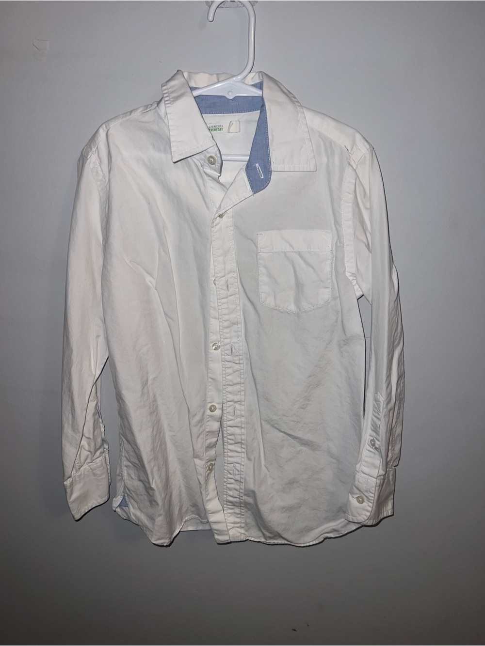 Crewcuts White Button-Down Shirt with Light Blue Collar Trim